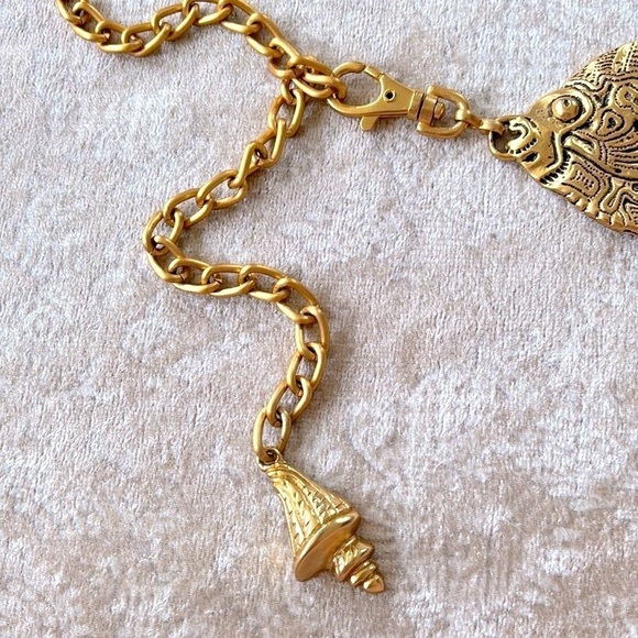 VINTAGE Gold Tone Tropical Angel Fish Chain Belt Metal Cinch Waist Lobster Clasp main image 12